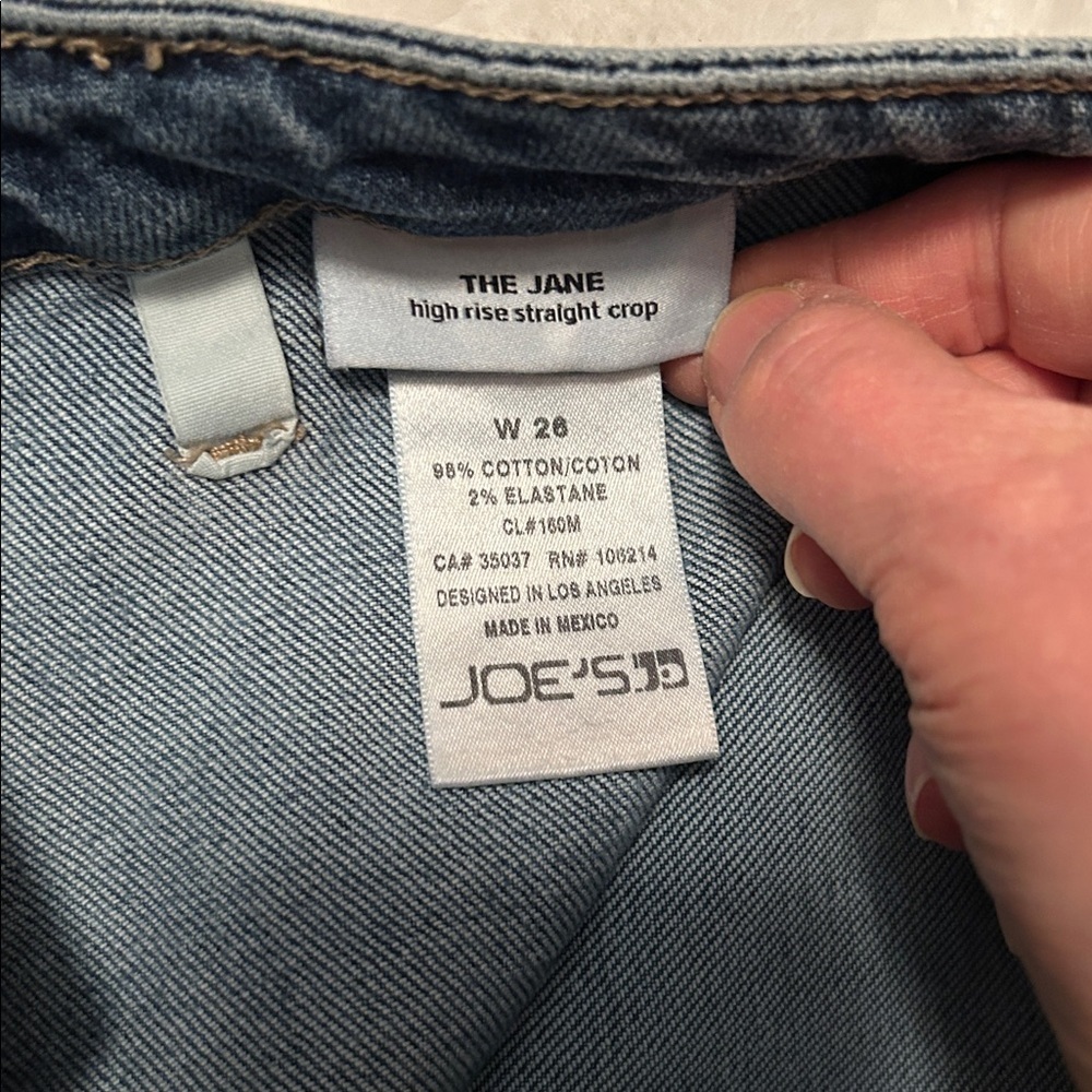 Joe’s Jeans Patchwork High Rise Straight Crop Blue Jeans size 26 - Picture 3 of 4